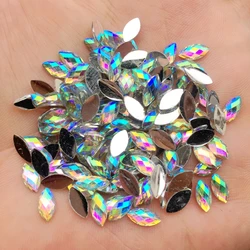 AB Flatback Strass Cristais Pedras, Olho de Cavalo Resina Strass, Artesanato de Roupas DIY, Novo, 4x8mm, Z350, 200pcs