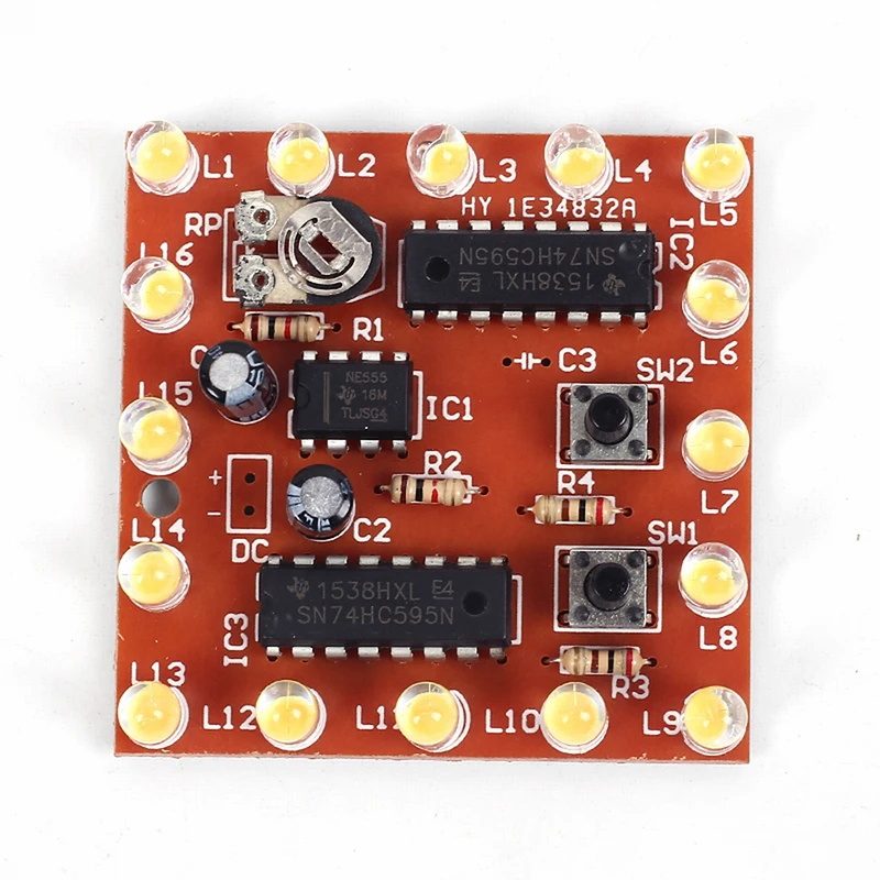 NE555+74HC595 16Bit 16 Channel Light Water Flowing Lights LED Module Kit DIY Kits 1.5mm Board DIY Small Night Lamp