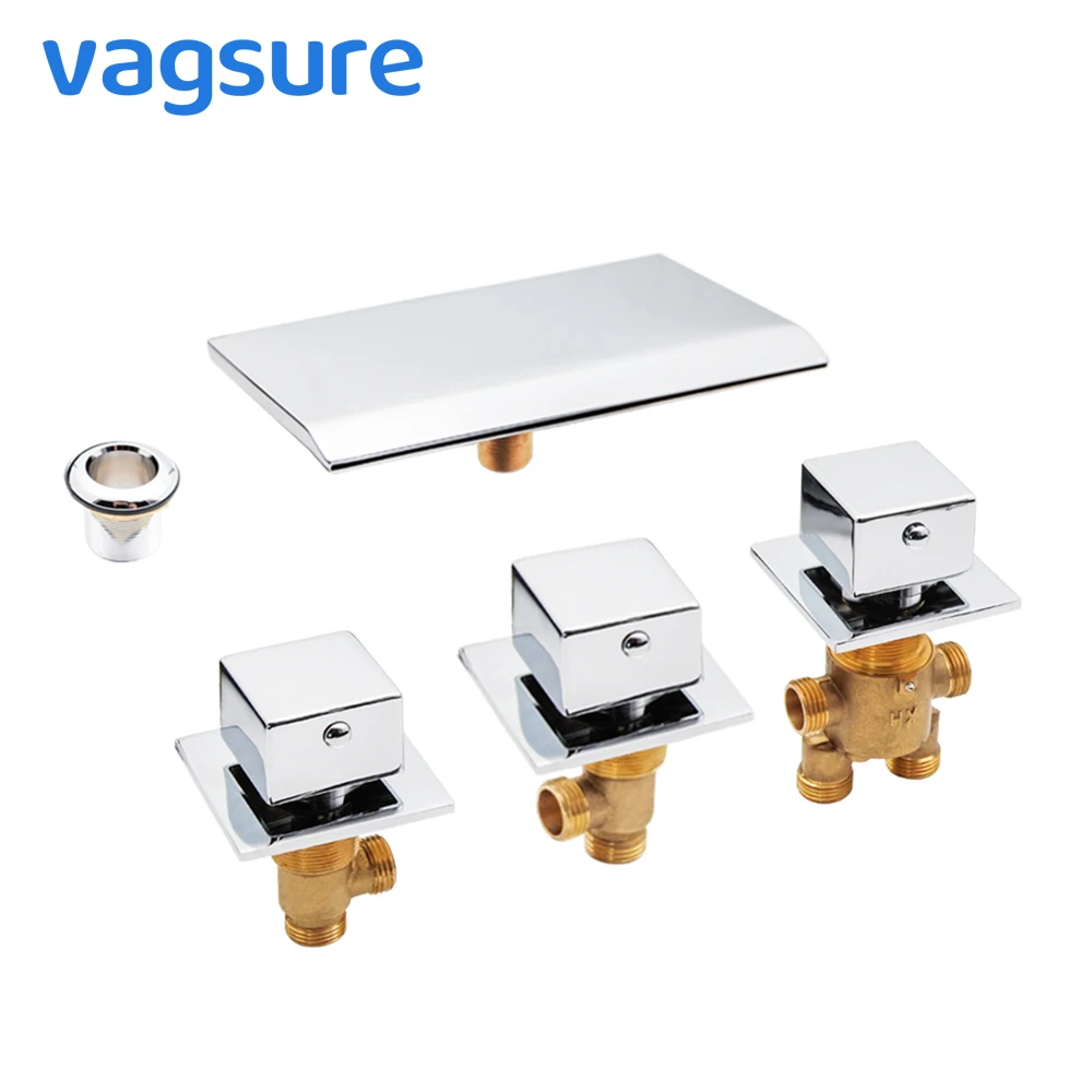 Square Bathtub Tap Brass Switch Control Valve For Bathtub Faucet Shower Mixer Faucet Tap For Baths Cascade Waterfall Diverter