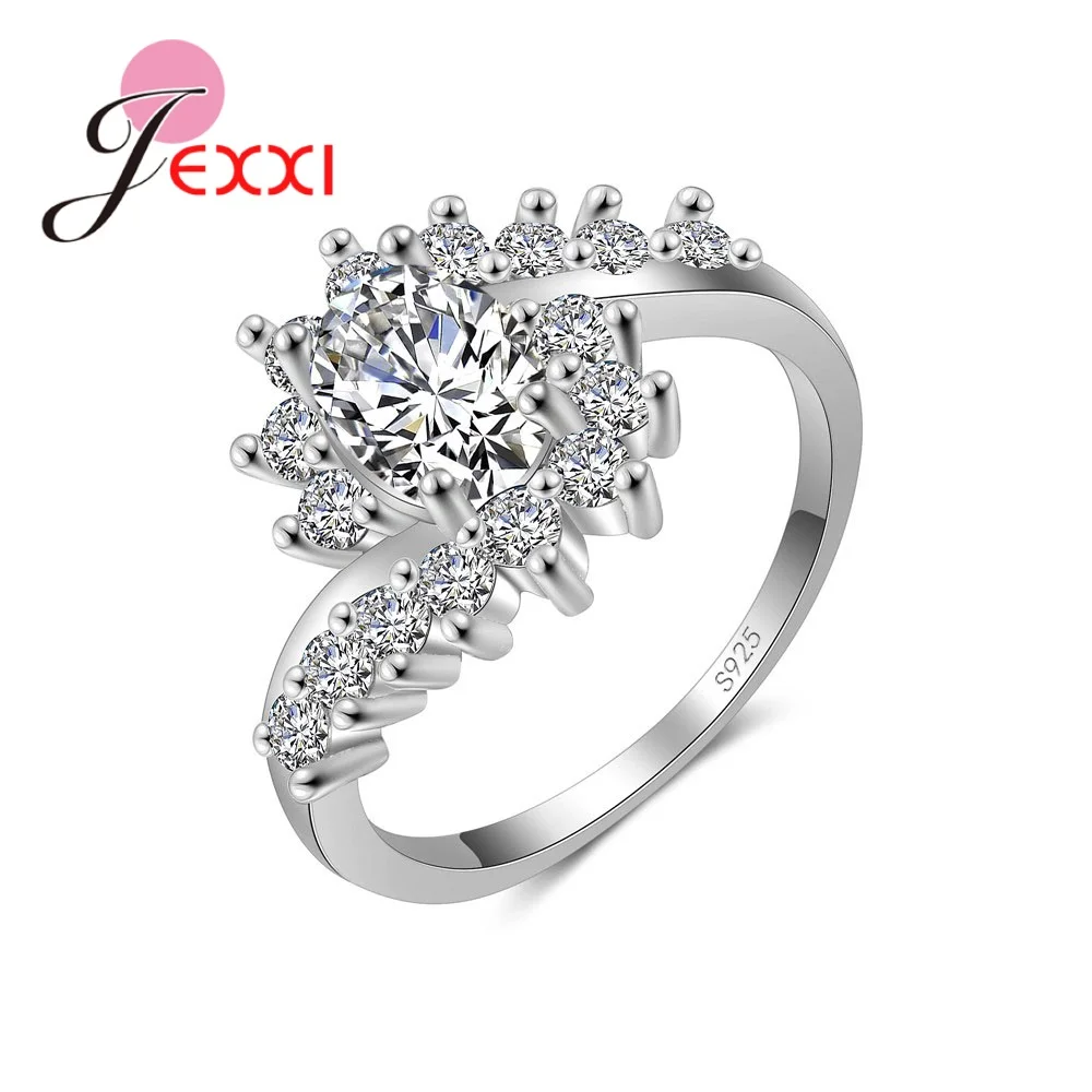 Trendy Fashion Fancinating Four Colors Cubic Zirconia 925 Sterling Silver Ring for Women Anniversary Birthday Jewelry Gift