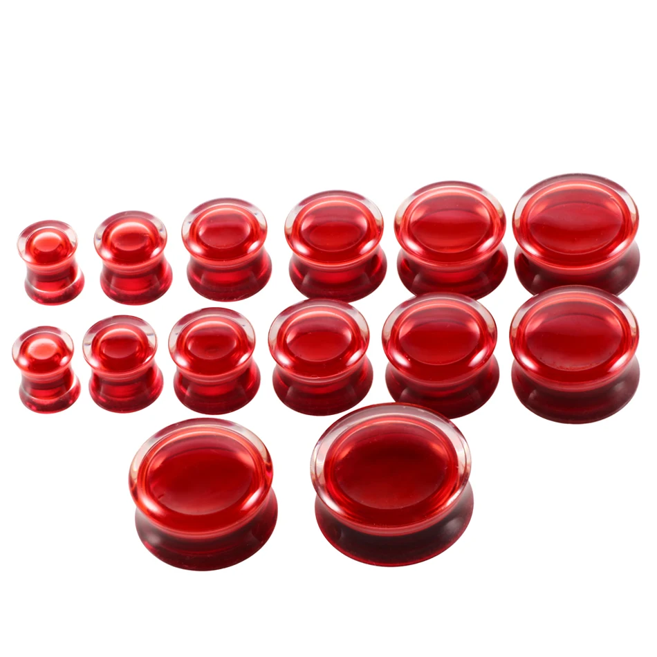 2Pcs/lot Hot Sale Red Liquid Ear Gauges Acrylic Double Flared Ear Flesh Plugs Ear Expander Piercing Unisex Jewelry 8-25mm