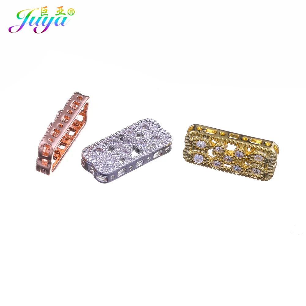 Juya Handmade High Quality Decorative Square-Shape Spacer Beads Accessories For Needlework Natural Stones Pearls Jewelry Making