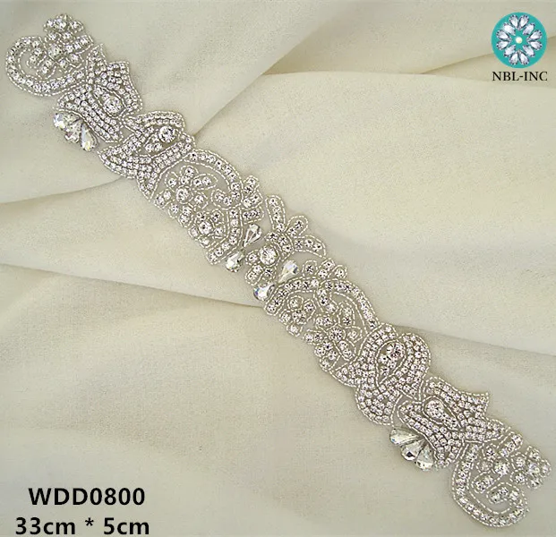 

(30PCS )Wholesale bridal sash hand beaded sewing crystal rhinestone appliques for wedding dresses WDD0800