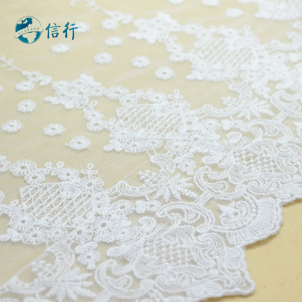 23cm Big Width Cotton Embroidery White Lace Ribbon Badges Trims Fabric Warp Knitting DIY Dress Garment sewing accessories#3603