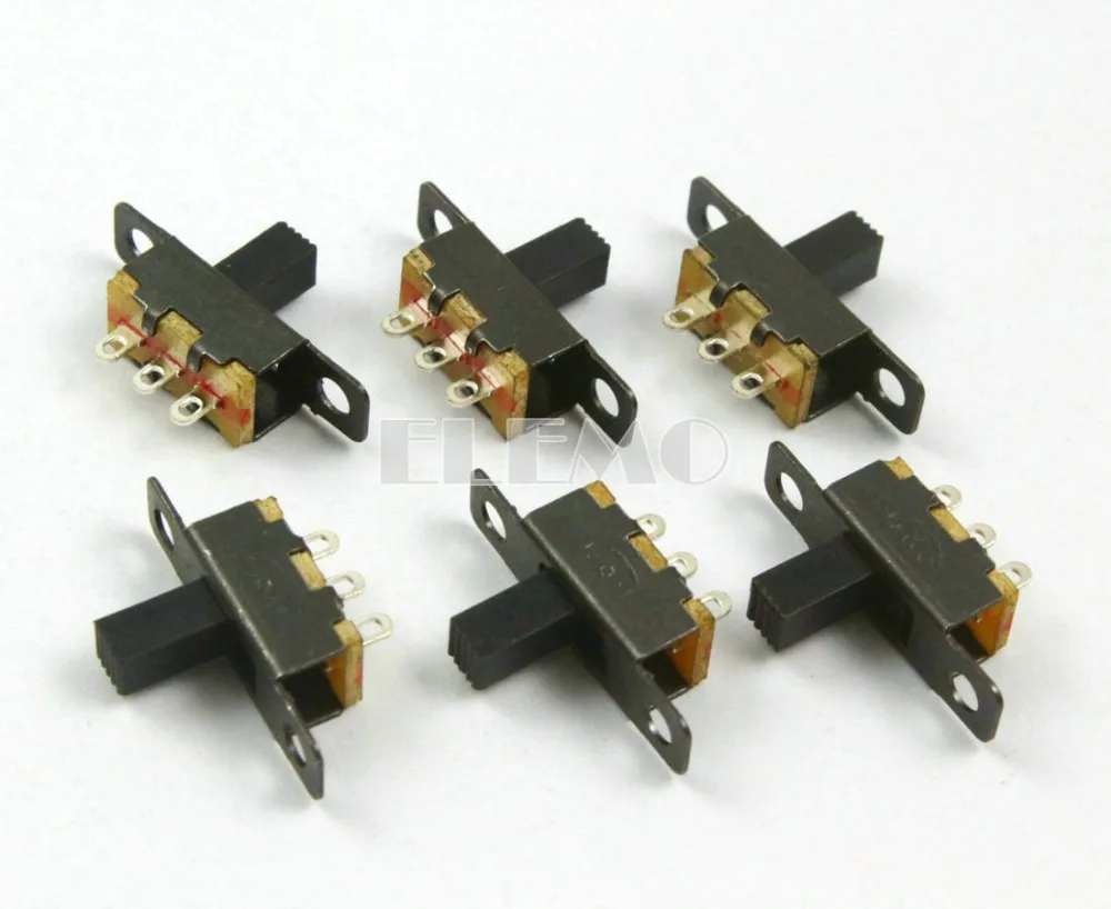 100 Pieces 3 Pin 2 Position 1P2T SPDT Panel Mini Vertical Slide Switch Solder Lug SS12F15VG5