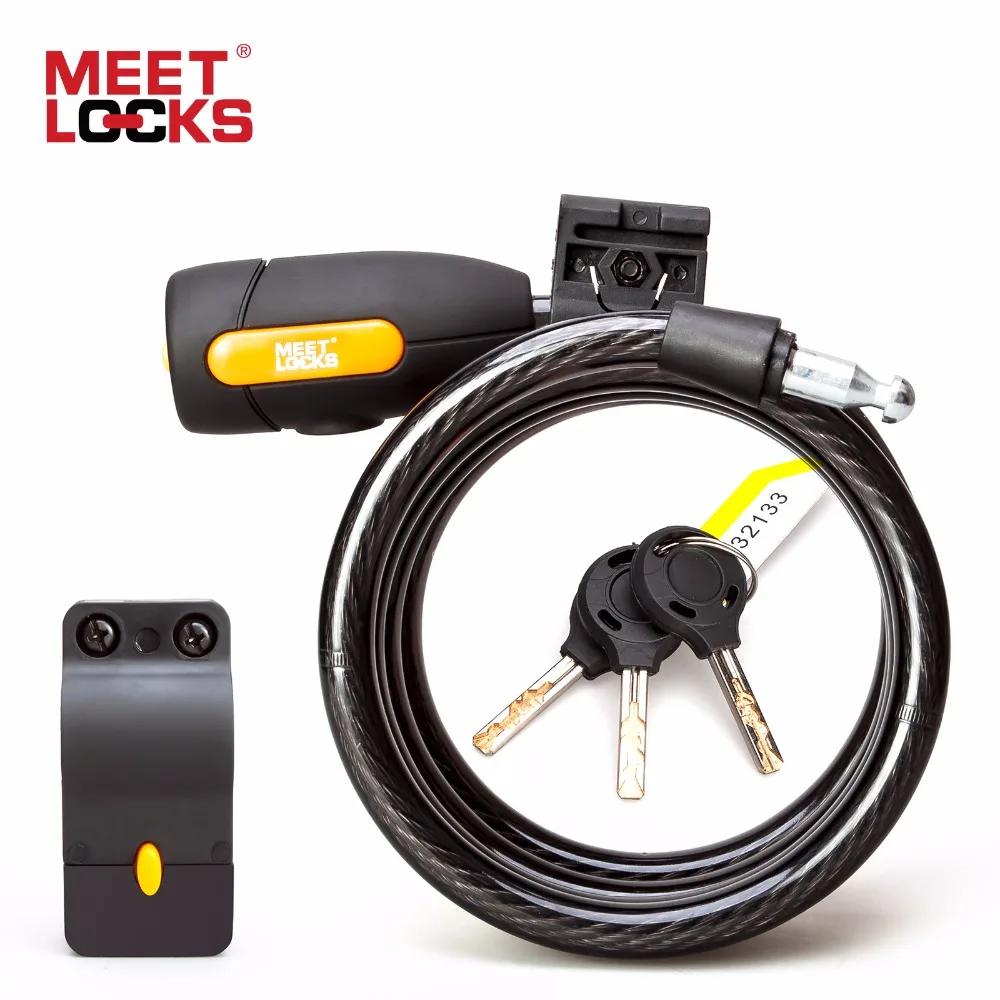 MEETLOCKS Coiled Cable Bike Lock 12mmx5 Feet(L) Steel Bicycle Key Lock Bracket Fits Stem Dia.26-35mm