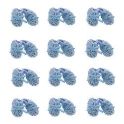 12Pairs Handmade miniature crochet booties For baby shower favors baptism party decorations 2.5 x 4.0cm