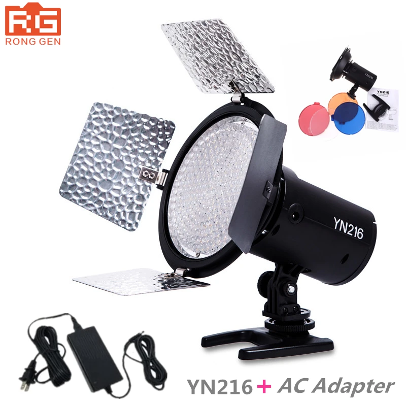 

Yongnuo YN-216 YN216 LED Studio Video Light Photography and 4 color charts + AC adapter for Canon Nikon Sony Camcorder DSLR