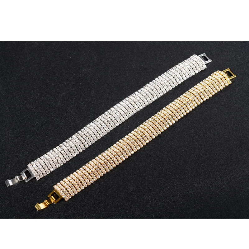 Luxury Brand Wedding Bracelet Best Selling Products Multi-layer Hand Bracelets Women Silver Color Crystal Charm Bbangle Braslet