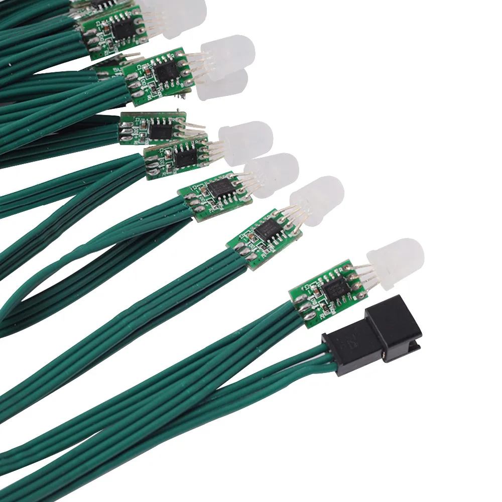 50/100pcs 9mm DC12v  Green Wire Cable WS2811 IC Led pixel Module String, Non-waterproof IP30 Full color Addressable