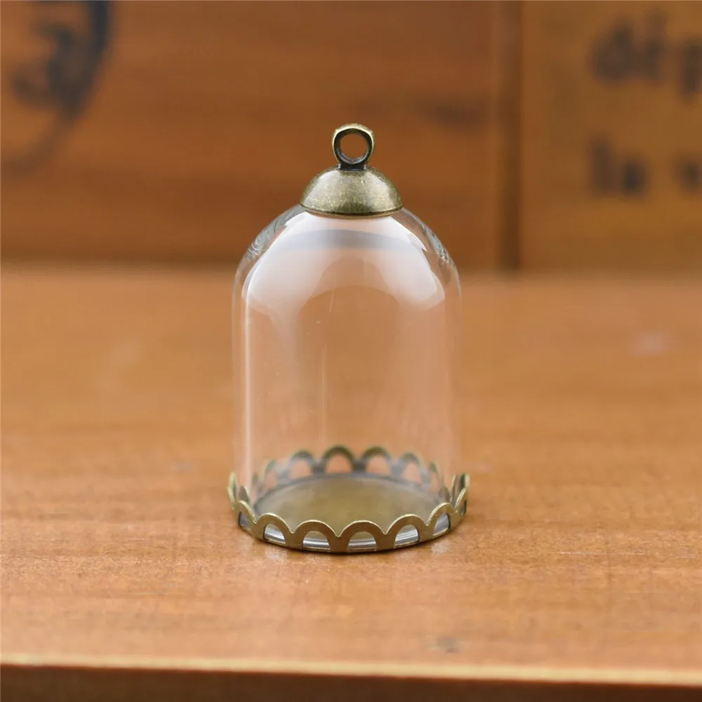 2pcs 25*18mm Hollow Tube Glass Jar Setting Base Beads Cap Glass Pendant Bottle Jewelry Findings Handmade DIY Materials