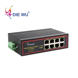 DIEWU 8 Ports Industrial Ethernet Switch 10/100Mbps Network Switch DIN Rail Type Network Lan adapter VLAN Signal Strengthen