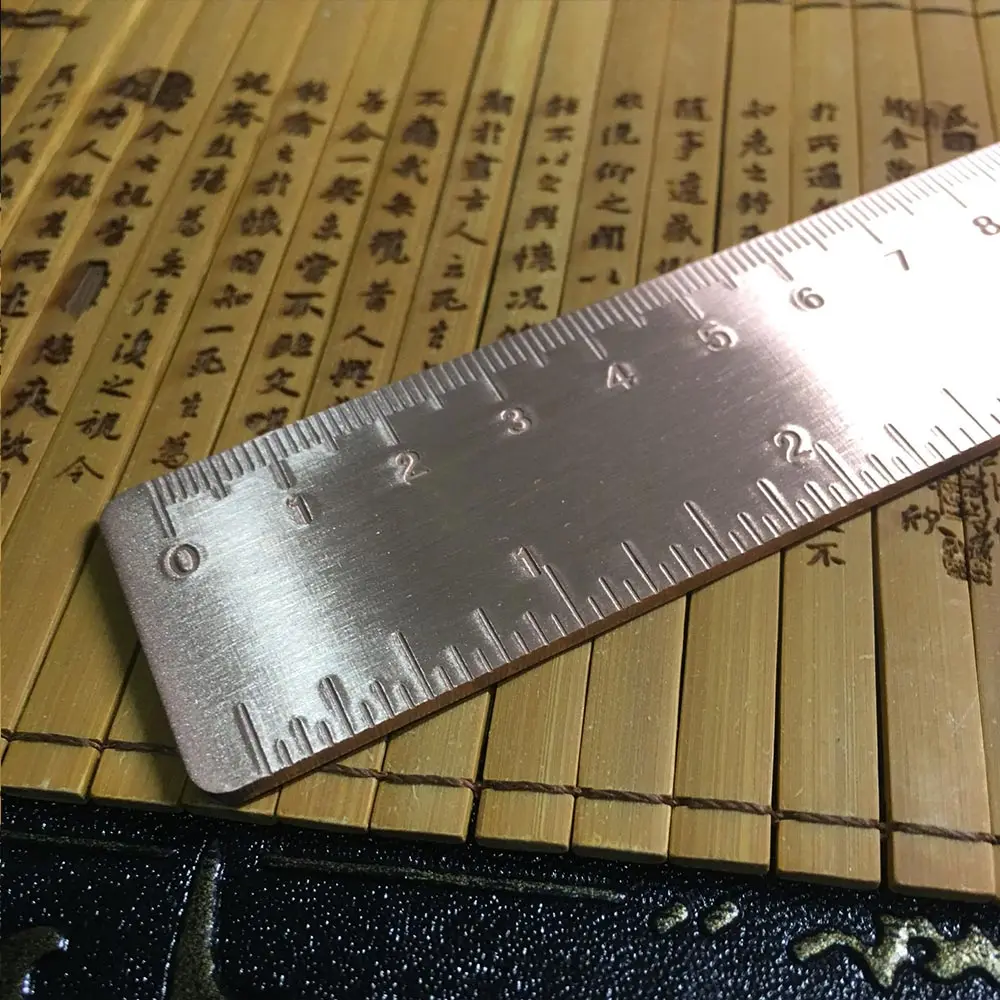 thick 1.5mm Vintage Brass Handy Straight Ruler copper Metal Copper Bookmark  Inch Dual Scales 130mm paperweight book mark school