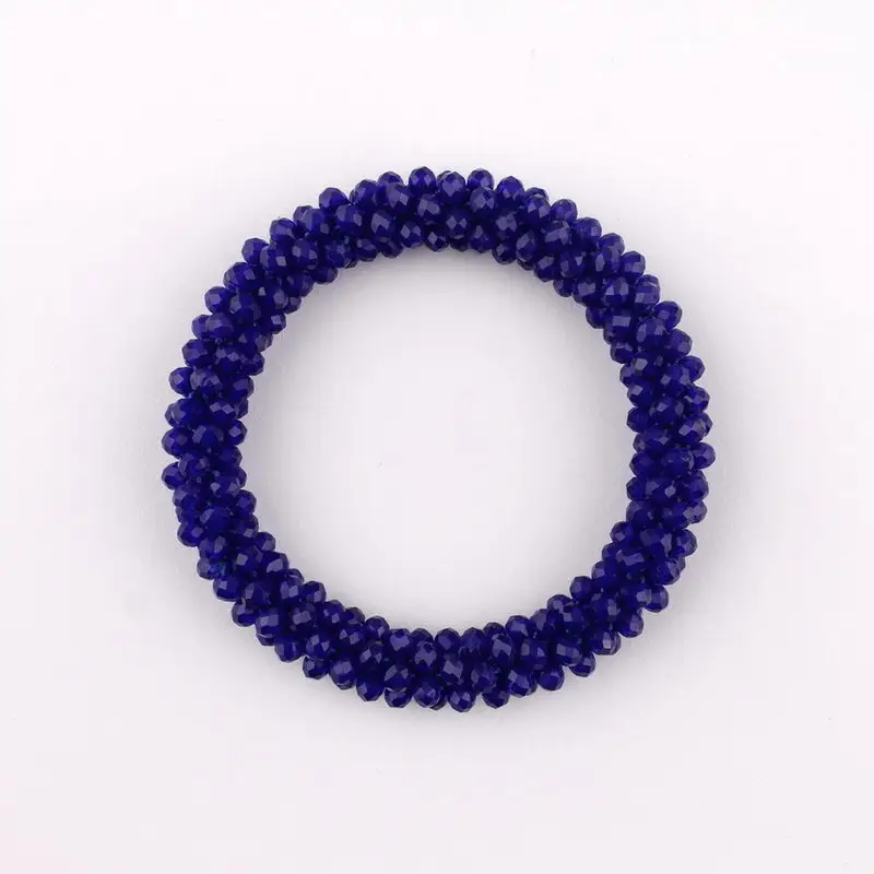 2020 New Spiral Thick Faceted Beaded Bracelets & Bangles Women Fashion Weave Glass Bead Stretch Bangles Jewelry Wholesale