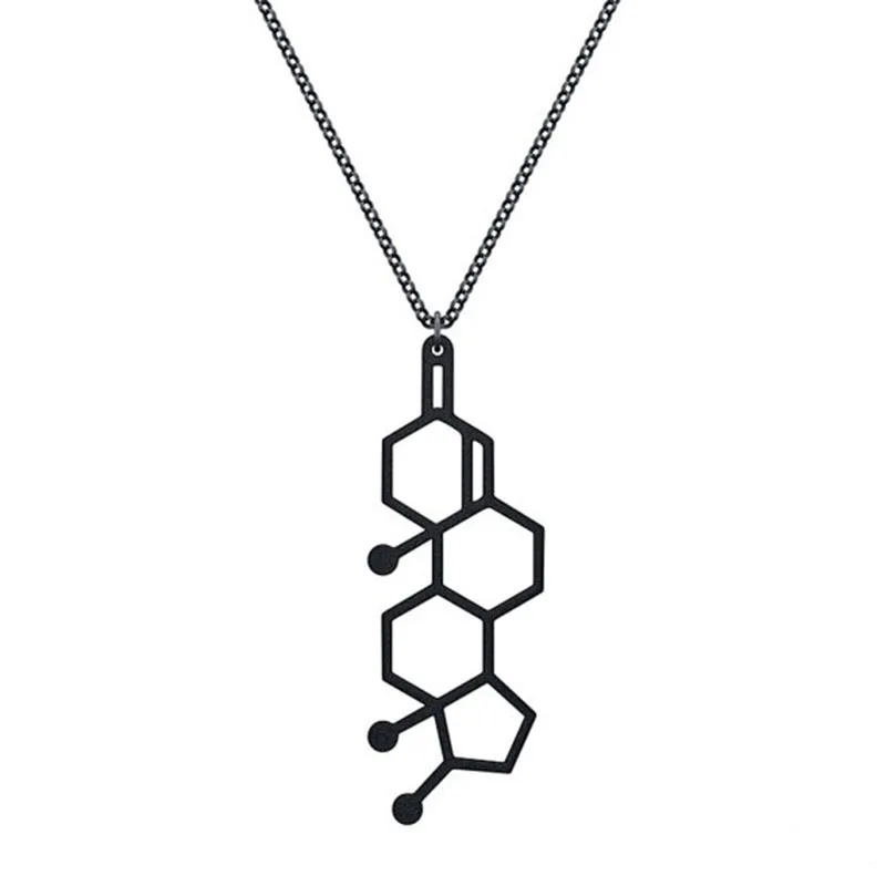 Testosterone Molecule Necklace Male Sex Hormone Chemical Structure Charm Pendant