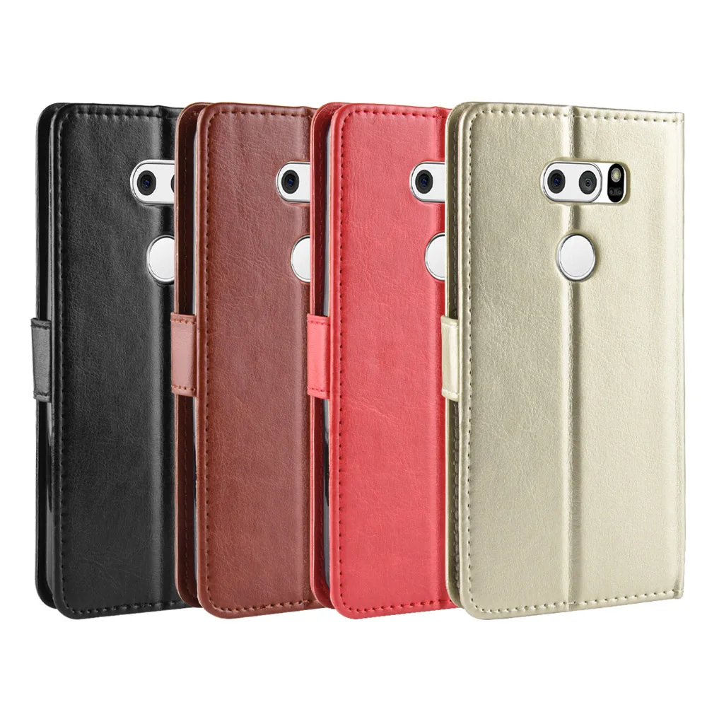 New For LG V35 ThinQ Case LG V30 Wallet Flip Style Glossy PU Leather Protective Phone Cover For LG V30S ThinQ/V35/V30 Back Case