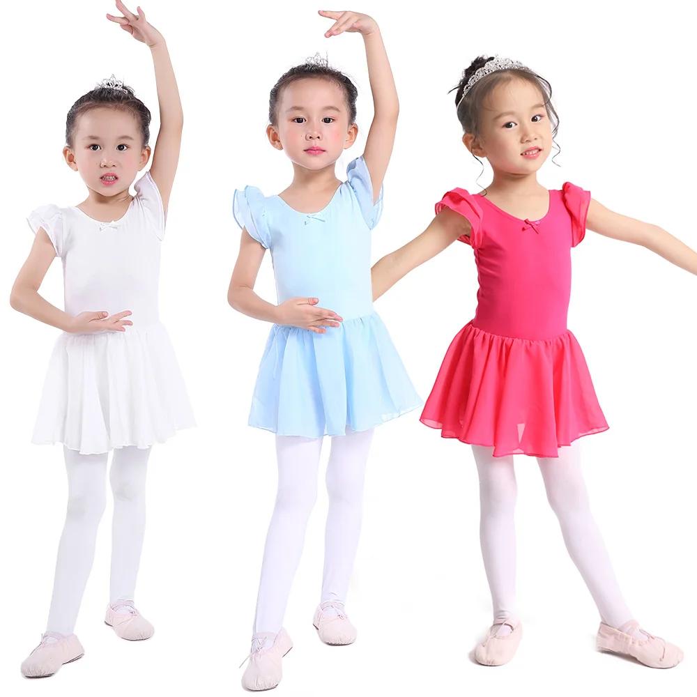 Vestido rosa ballet para meninas, collant infantil, bailarina tutu, trajes de dança