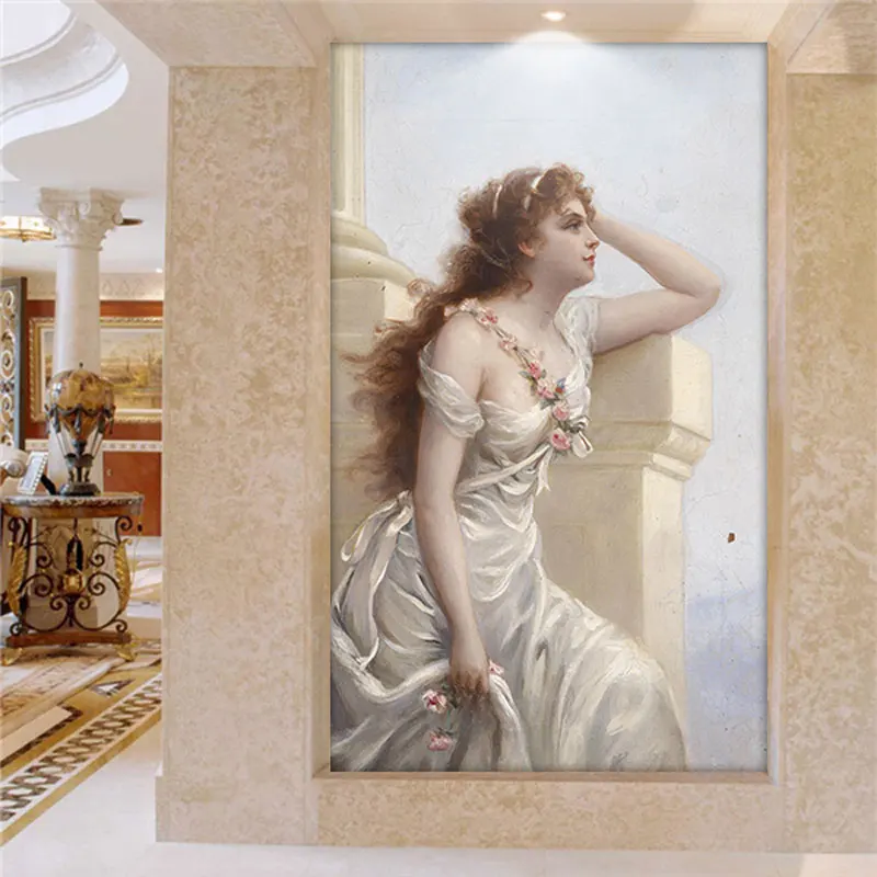 Custom 3d large-scale papel de parede European beauty body art myth oil painting theme hotel corridor background wall mural Обои