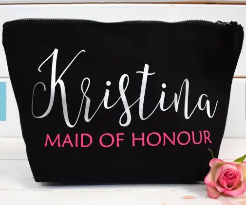 Personalised Maid of Honour bridesmaid wedding Gift Make Up Bags Unique Gift for Bridal Party Bags