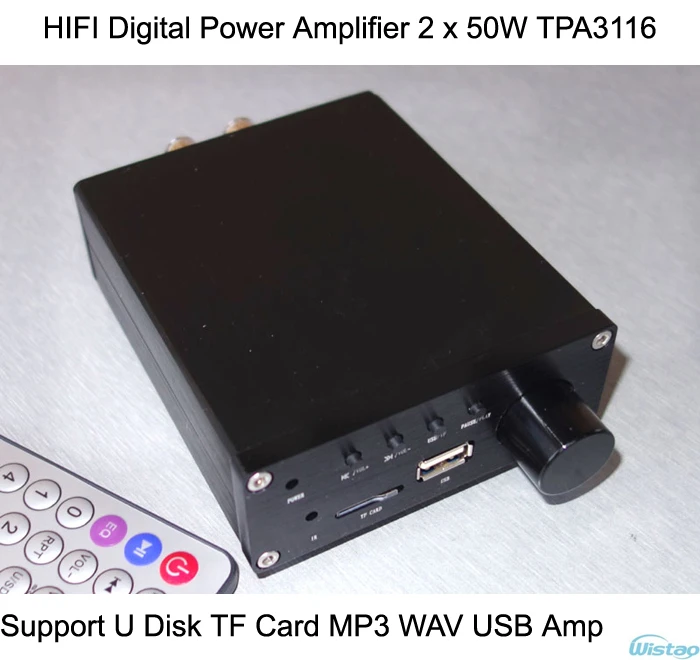 

IWISTAO HIFI Digital Amplifier Stereo Audio 2x50w Support U Disk TF Card MP3 WAV Remote Control 8-320Kbps USB Amp Free Shipping