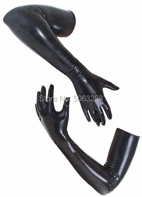 

BLACK Hot Wrist seamless black latex opera long latex gloves fetish latex gloves