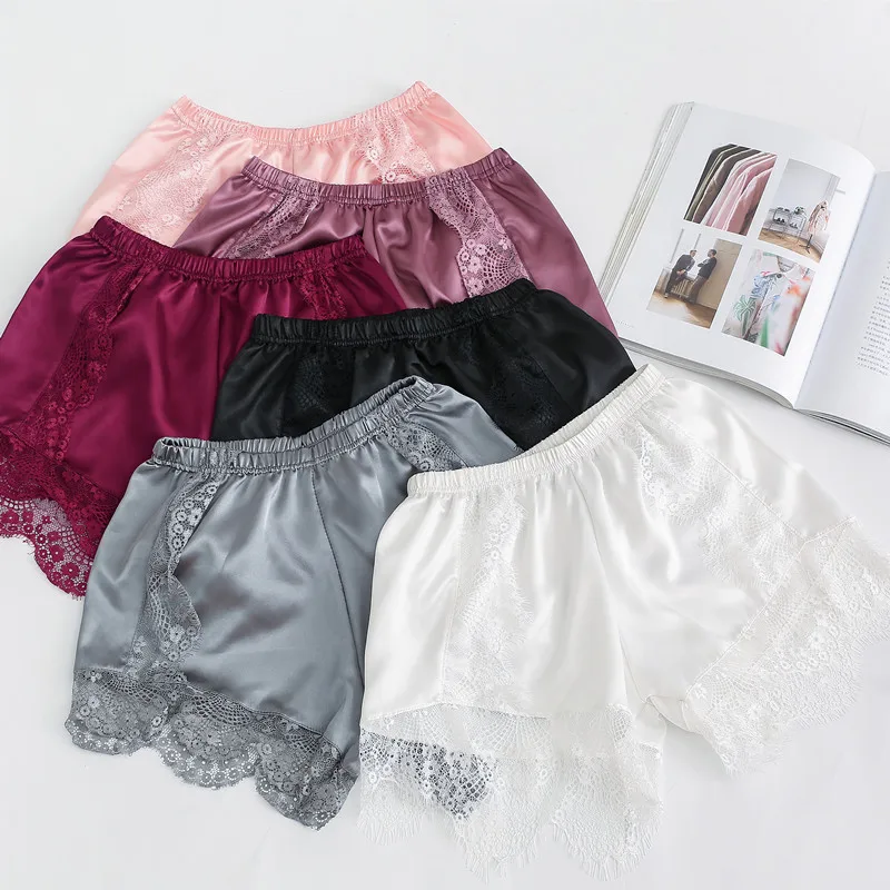 

Women's Safety Short Pants Solid Color Lace Shorts Thin Loose Sweet Safety shorts 2019 Breathable Summer Underwear females cloth