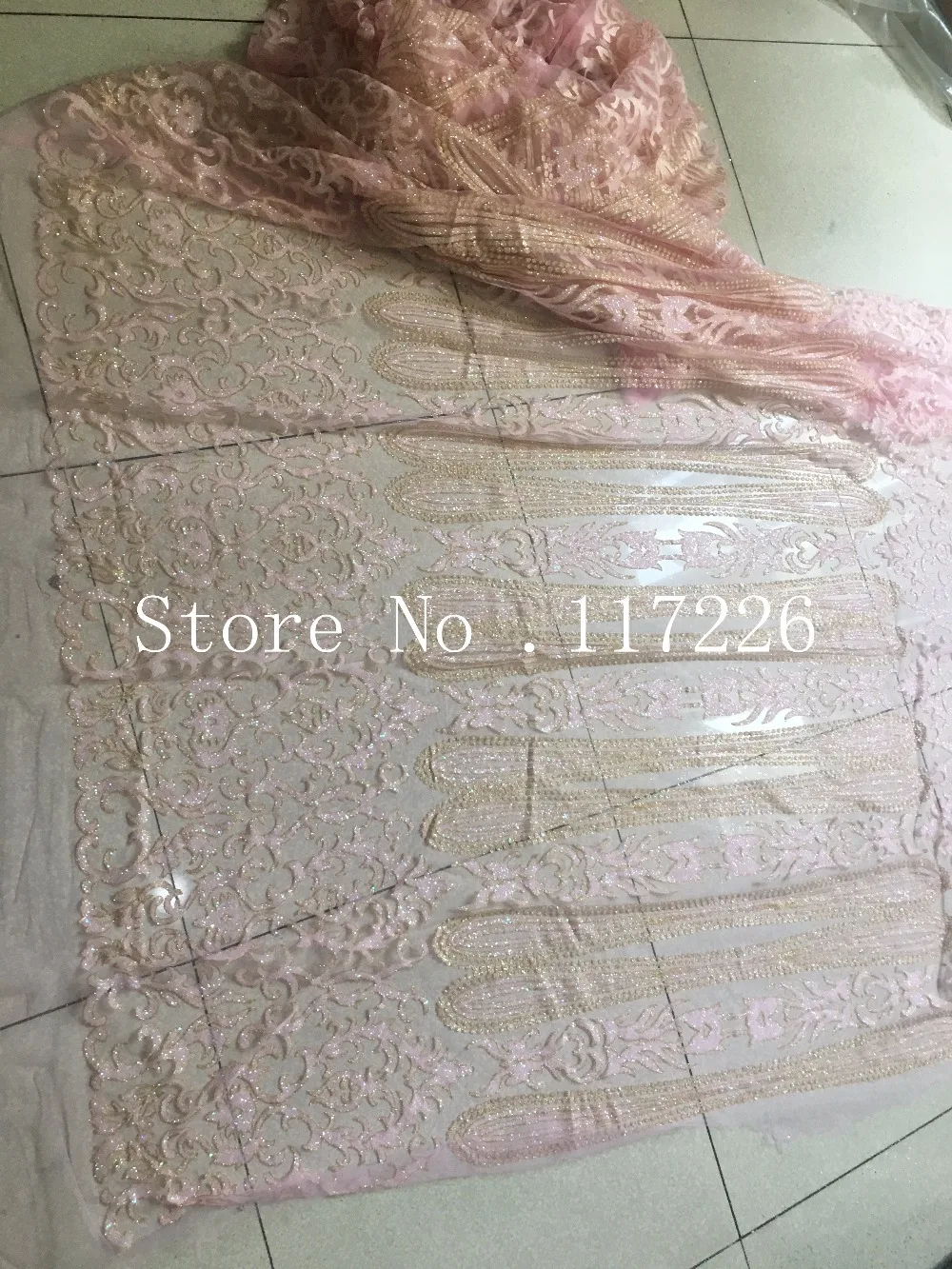 

Excellent sparkly glued glitter French tulle Material Net Lace JRB-62310 French Net Lace fabric in light pink color