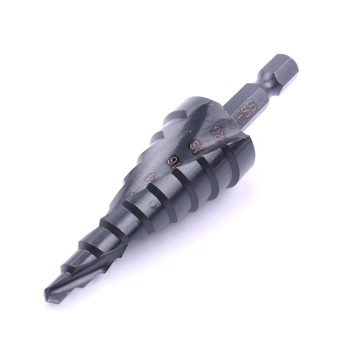 1pcs Spiral HSS Stepped Drill Size 4-12mm Hex shank Nitriding black Surface Treatment Core Drill bit