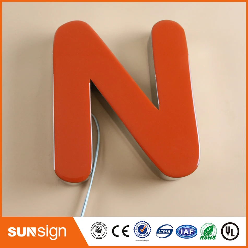 Face lit epoxy resin LED channel letter sign mini metal letter