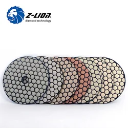 Z-Lion 7pcs/Set 4 lnch Diamond Dry PoIishing Pads Honeycomb Shaped Premium PoIish Disc Dry PoIishing For Concrete MarbIe Granite