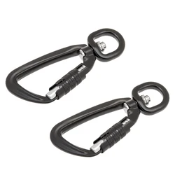 2Pcs 360º Swivel Rotating Self-Locking Carabiner Dog Hook Lead Clip For Outdoor Camping Hiking Hanging Keychain Hammock