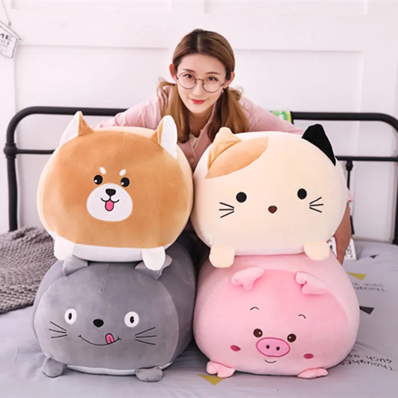 Miękka kreskówka zwierzęta poduszka poduszka śliczny gruby pies kot Totoro pingwin świnia pluszowa zabawka nadziewane piękny prezent urodzinowy dla dzieci