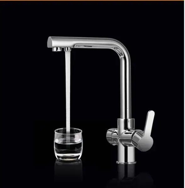 fashion solid brass high quality chrome kitchen faucet sink tap with direct drinking pipe 360 degree rotating free shipping