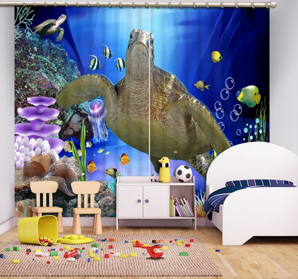 new customize 3d Curtain Ocean World curtains for bedroom window curtain living room Window decoration