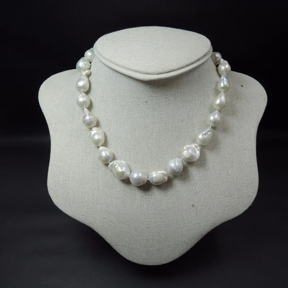 100% NATURE FRESHWATER Baroque PEARL NECKLACE-big pearls-nature colors