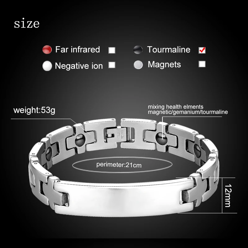 

New woman men's hand stainless steel bracelet fashion couple health magnetic tourmaline four elements bracelet jewelry gift 2020