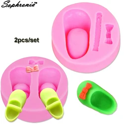 Bowknot Baby Shoes Cake Molds Silicone Chocolate Form For Baking Candy Pudding Cupcakes Pastry Decoration Confectionery Moulds
