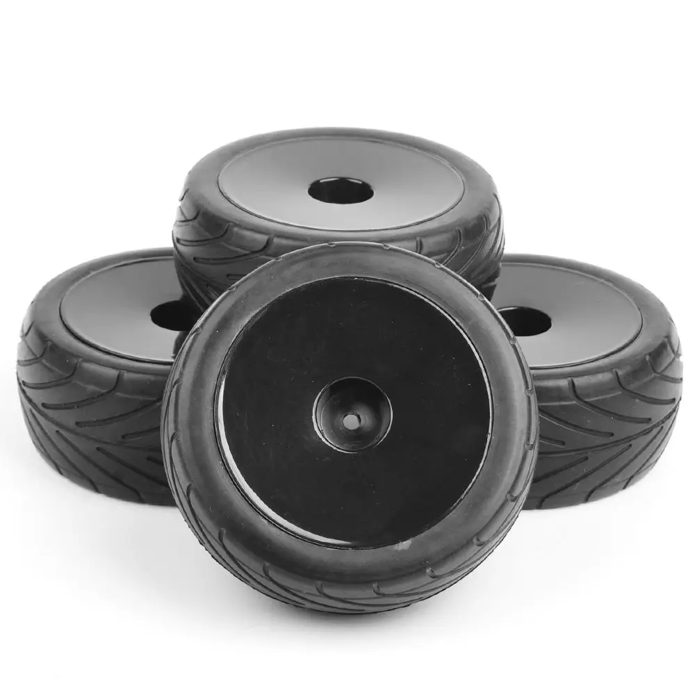 25026+27007 1:10 Scale Ruber Tires and Wheel Rims with 6mm Offset fit RC On-Road Buggy Car Model Toys Accessories