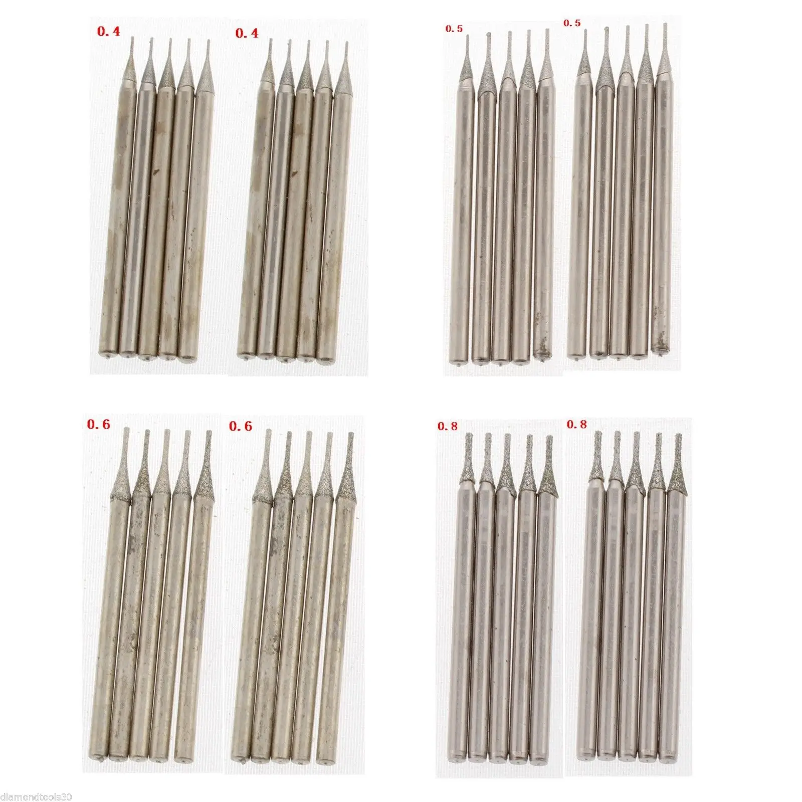 

40Pcs 0.4 0.5 0.6 0.8mm Diamond Hole Saw Drill Bit Set Coated Solid Bits Masonry Drilling Jewelry Tools For Stone Gemstone