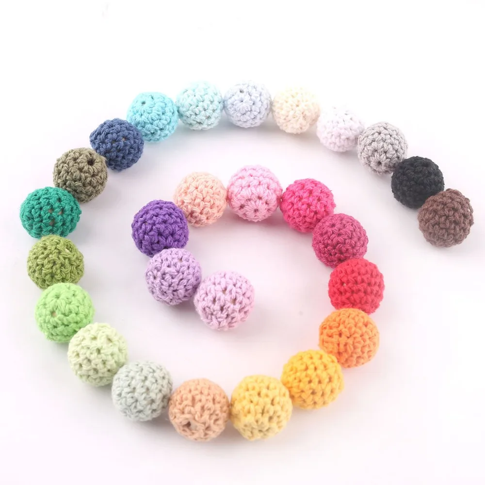 

16mm 10pcs Baby Wooden Teether Crochet Beads Chewable Beads DIY Wooden Teething Rodent Jewelry Nursing Necklace Children Product