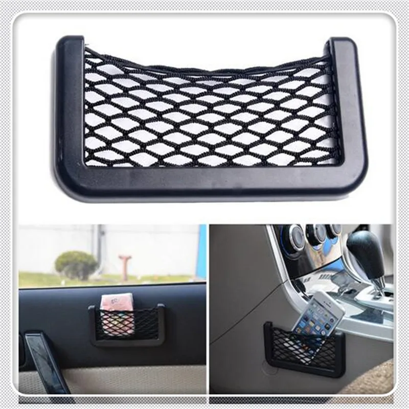 

100Pcs/lot New Vehicle Storage Mesh Resilient Car Carrying String Bag Nylon Network Pocket Handphone Holder Auto Accessories