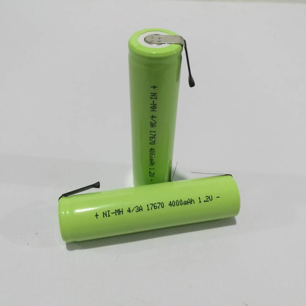 2-10pcs 4/3A 1.2V Rechargeable Battery 4000mah 7/5A 17670 17650 Ni-Mh Nimh Cell With Welding Pins for Electric Shaver Toothbrush