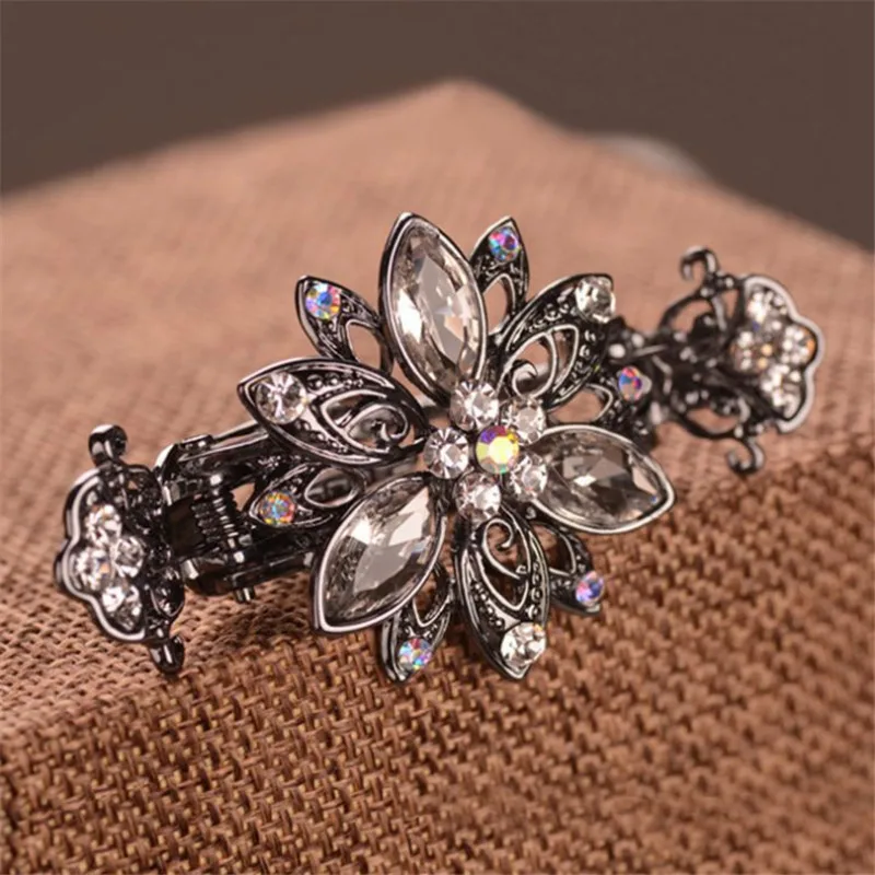 Beautiful 3 Color Flower Hair Clips Women Hair Jewelry Metal Crab Clip Hair Claws For Lovely Gilrs Wedding Hair Accessories