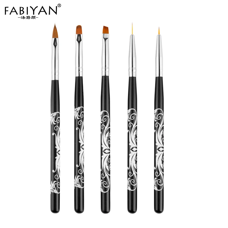 Nail Art Painting Brush Drawing Liner Pen Oblique Round 3D Tips Design Flower Builder UV Gel Polish Carving Pen Manicure Tools