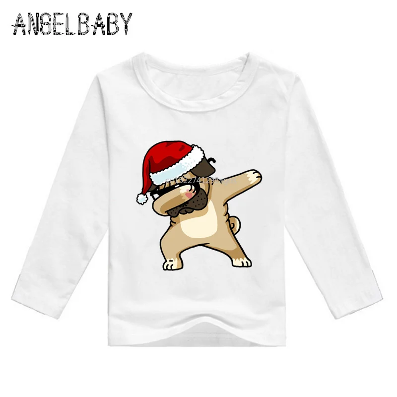 

Kid Dabbing Unicorn/Cat/Pug/Panda Santa Hat Christmas Pattern T shirt Baby Girls Funny T-shirt Boys Cartoon Cute Clothes,LKP5242