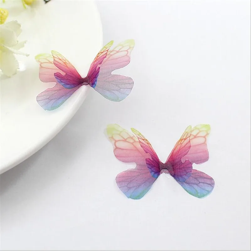 10pcs/lot New Animal 3D Simulation Yarn Butterfly Charms Pendant Connector For DIY Earrings Jewelry Making Finding Accessories