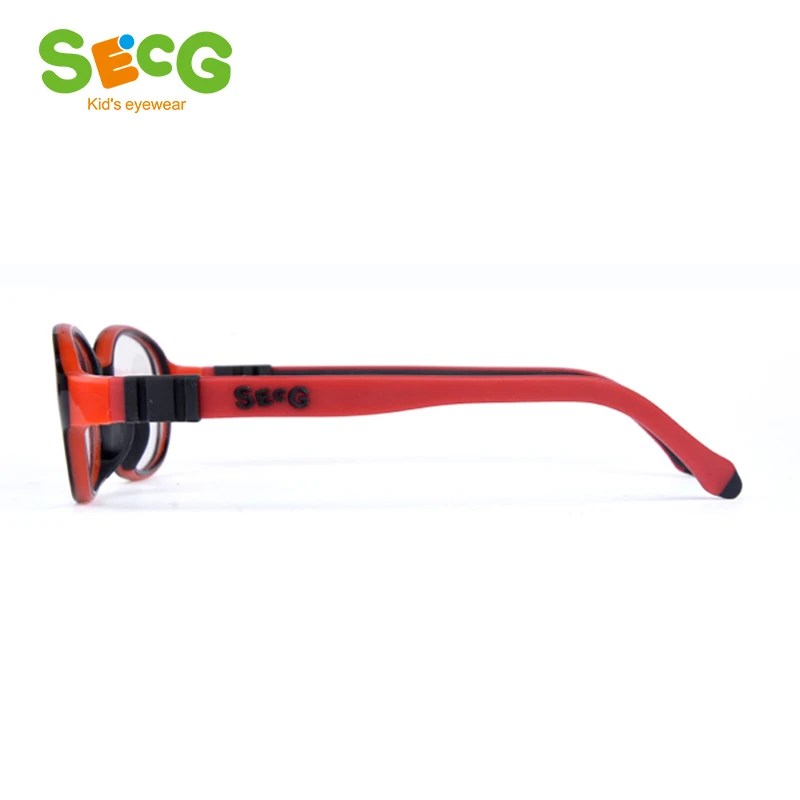 SECG Solid Flexible Detachable Children Frame Transparent Round Kids Optical Glasses Frame Silicone Rubber with Strap Lunettes