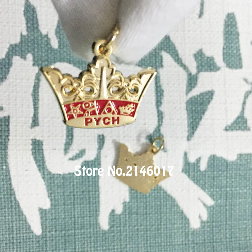 50pcs Custom Lapel Charms 25mm Free Masons Enamel Pendant Masonic PYCH Crown Lady Charm Freemason Masonry Metal Craft