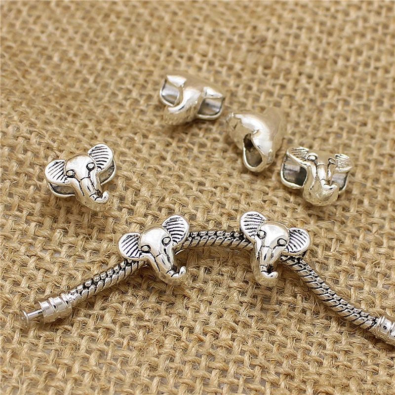 50Pcs Vintage Big Hole Beads Fit Bracelets  Charms Antique Metal Mixed DIY Beads Charm for Bracelets