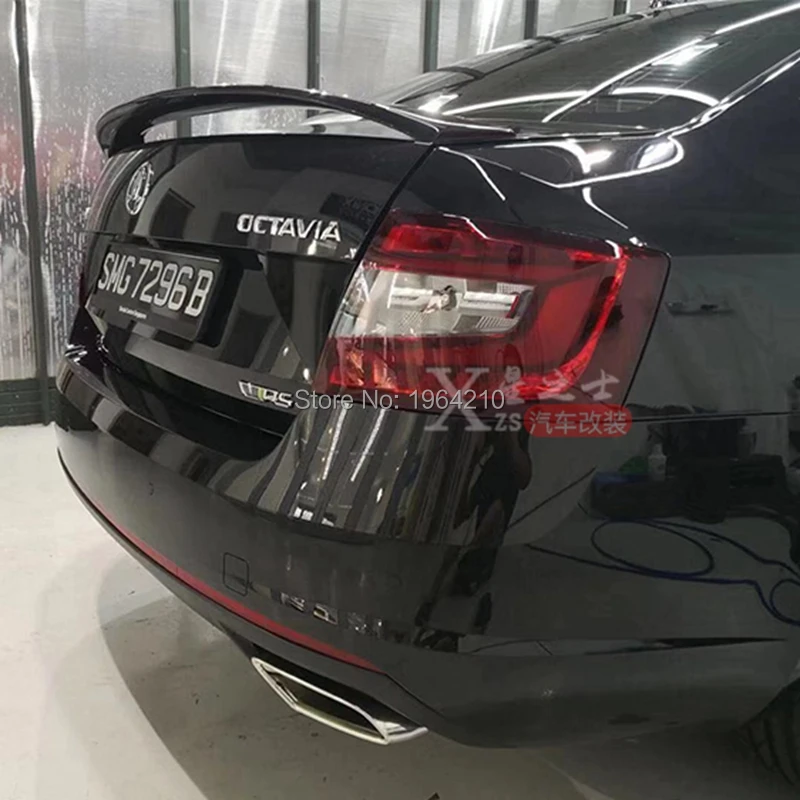 For Volkswagen Skoda Octavia 2014-2018 ABS Fiberglass Unpainted Color Rear Spoiler Tail Trunk Wing Boot Lip Cover Car Styling